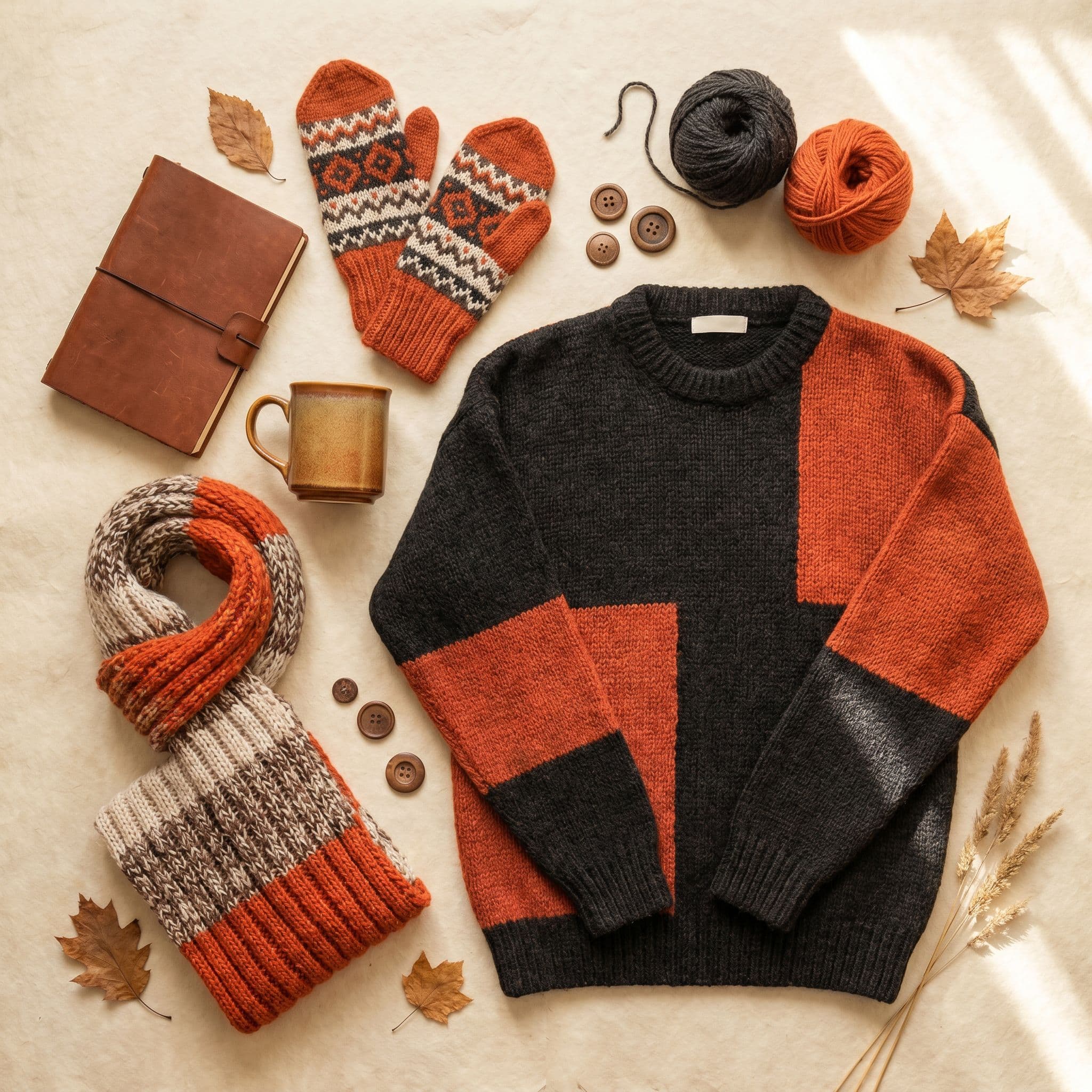 A folded colour-block knit jumper